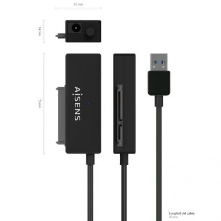 Adaptador para Discos Duros 2.5'/3.5' Aisens ASE-35A01B/ USB 3.0 - SATA/ con Alimentador