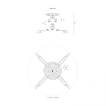 Soporte de Techo/ Pared para Proyector Aisens CP03TSR-129/ Giratorio-Inclinable/ hasta 13.5kg