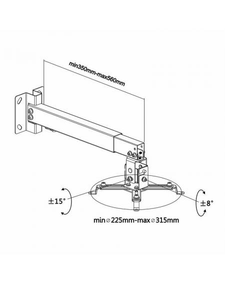 Soporte de Techo/ Pared para Proyector Aisens CWP01TSE-049/ Inclinable-Extensible/ hasta 20kg