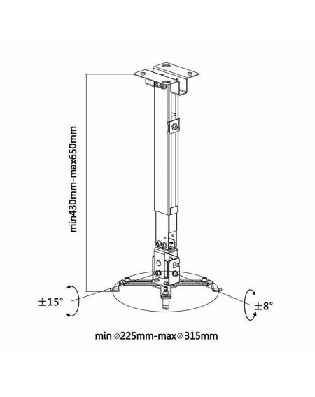 Soporte de Techo/ Pared para Proyector Aisens CWP01TSE-049/ Inclinable-Extensible/ hasta 20kg