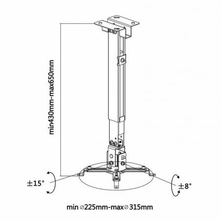 Soporte de Techo/ Pared para Proyector Aisens CWP01TSE-049/ Inclinable-Extensible/ hasta 20kg