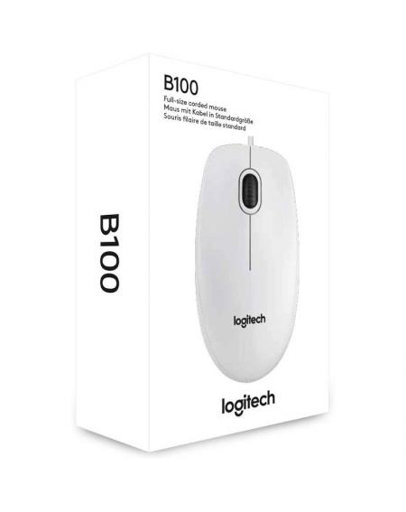 Ratón Logitech B100/ Hasta 800 DPI/ Blanco