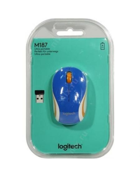Ratón Mini Inalámbrico Logitech M187/ Hasta 1000 DPI/ Azul