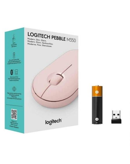 Ratón Inalámbrico por Bluetooth/ 2.4GHz Logitech Pebble M350/ Hasta 1000 DPI/ Rosa