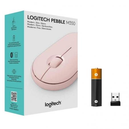 Ratón Inalámbrico por Bluetooth/ 2.4GHz Logitech Pebble M350/ Hasta 1000 DPI/ Rosa