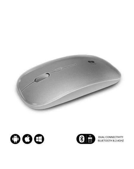 Ratón Inalámbrico por Bluetooth Subblim Dual Flat/ Batería recargable/ Hasta 1600 DPI/ Plata