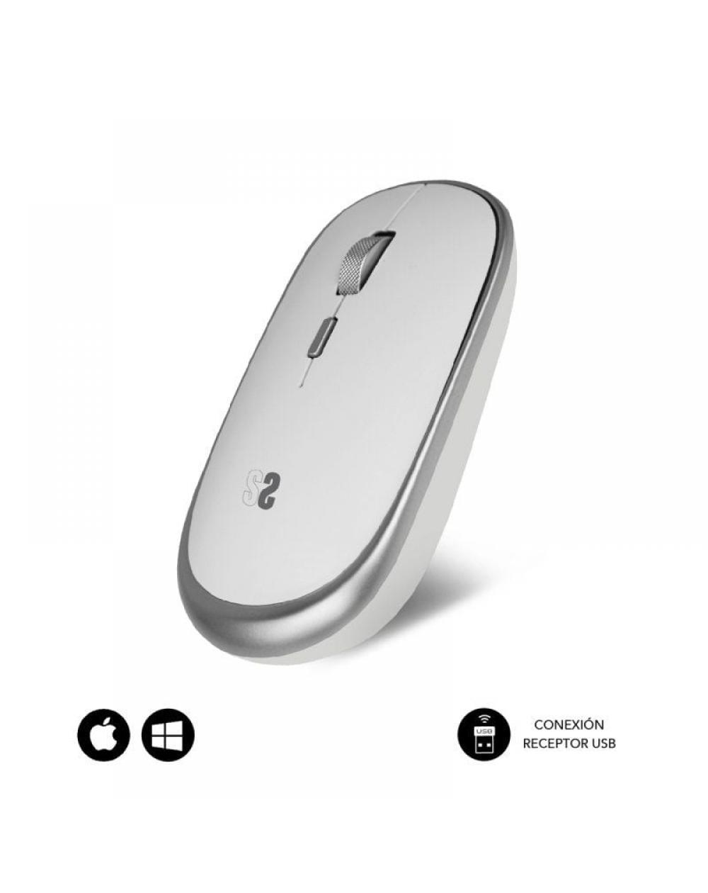 Ratón Inalámbrico Subblim Wireless Mini/ Hasta 1600 DPI/ Plata