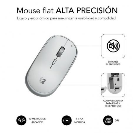 Ratón Inalámbrico Subblim Wireless Mini/ Hasta 1600 DPI/ Plata