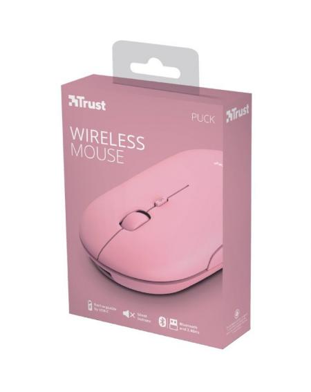 Ratón Inalámbrico por Bluetooth Trust Puck/ Batería recargable/ Hasta 1600 DPI/ Rosa