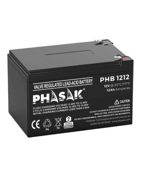 Batería Phasak PHB 1212 compatible con SAI/UPS PHASAK según especificaciones