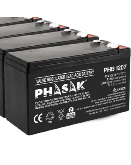 Batería Phasak PHB 1207 compatible con SAI/UPS PHASAK según especificaciones