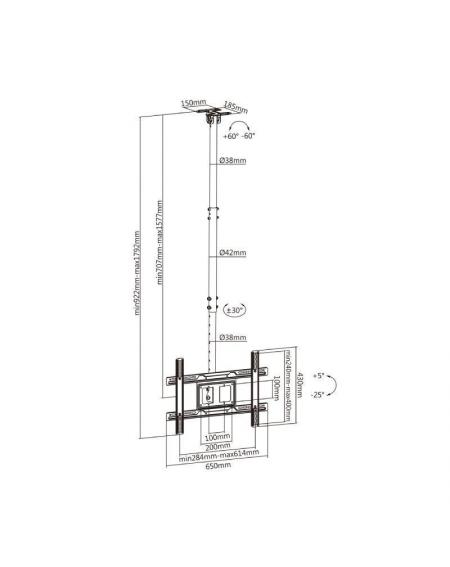 Soporte de Techo Giratorio/ Inclinable/ Extensible Aisens CT80TSE-075 para TV de 37-80'/ hasta 50kg