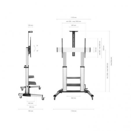 Soporte de Pie Inclinable con Ruedas y Manivela Aisens FT100TE-125 para TV 60-100'/ hasta 100kg