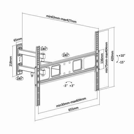 Soporte de Pared Giratorio/ Inclinable/ Nivelable Aisens WT70TSLE-021 para TV de 37-70'/ hasta 35kg