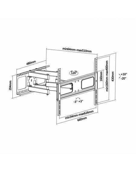 Soporte de Pared Giratorio/ Inclinable/ Nivelable Aisens WT70TSLE-027 para TV de 37-70'/ hasta 50kg