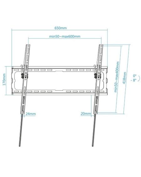 Soporte de Pared Fijo / Inclinable TooQ LP1081T-B para TV de 37-80'/ hasta 45kg