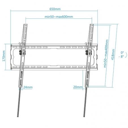 Soporte de Pared Fijo / Inclinable TooQ LP1081T-B para TV de 37-80'/ hasta 45kg