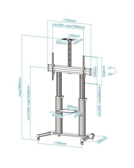 Soporte de Pie Tooq FS20300M-B para TV de 60-100'/ hasta 100kg