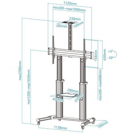 Soporte de Pie Tooq FS20300M-B para TV de 60-100'/ hasta 100kg