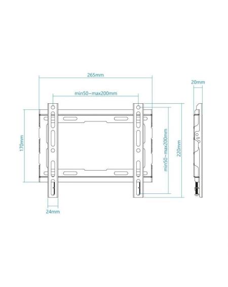 Soporte de Pared Fijo TooQ LP1043F-B para TV de 23-43'/ hasta 45kg