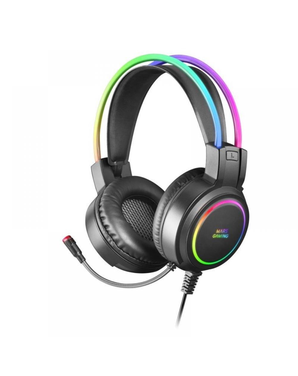 Auriculares Gaming con Micrófono Mars Gaming MHRGB/ Jack 3.5/ Negros - Imagen 1