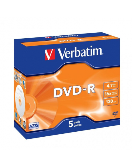 DVD-R Verbatim Advanced AZO 16X/ Caja-5uds