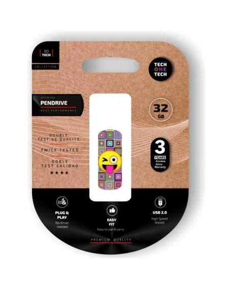 Pendrive 32GB Tech One Tech Emoji guiño USB 2.0