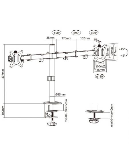 Soporte para 2 Monitores o TV Aisens DT32TSR-149/ hasta 9kg