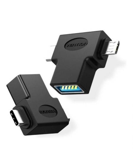 Adaptador USB 3.0 Vention CCVBB/ USB Tipo-C Macho - MicroUSB Macho