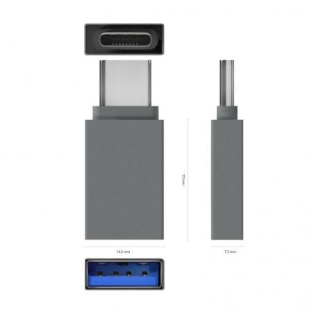 Adaptador USB 3.2 Aisens A108-0718/ USB Hembra - USB Tipo-C Macho/ Gris