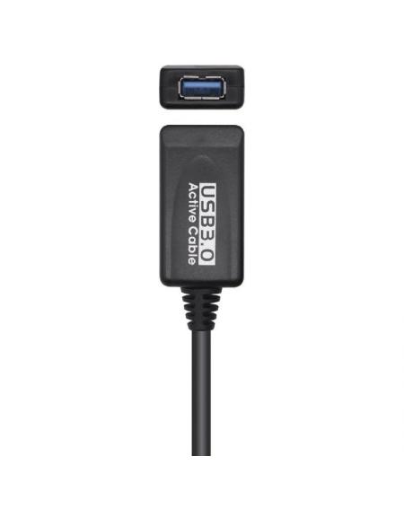 Cable Alargador USB 3.0 con Amplificador Aisens A105-0525/ USB Macho - USB Hembra/ 5m/ Negro