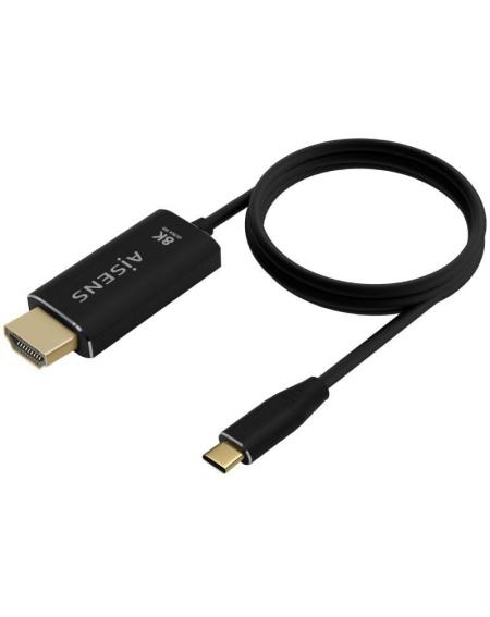 Cable Conversor Aisens A109-0711/ USB Tipo-C Macho/ HDMI 8K Macho/ 1m/ Negro