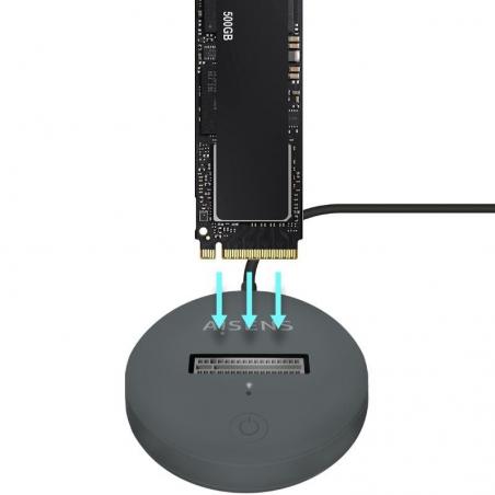 Dock USB Tipo-C para SSD M2 SATA/NVMe NGFF Aisens ASUC-M2D014-GR/ Gris