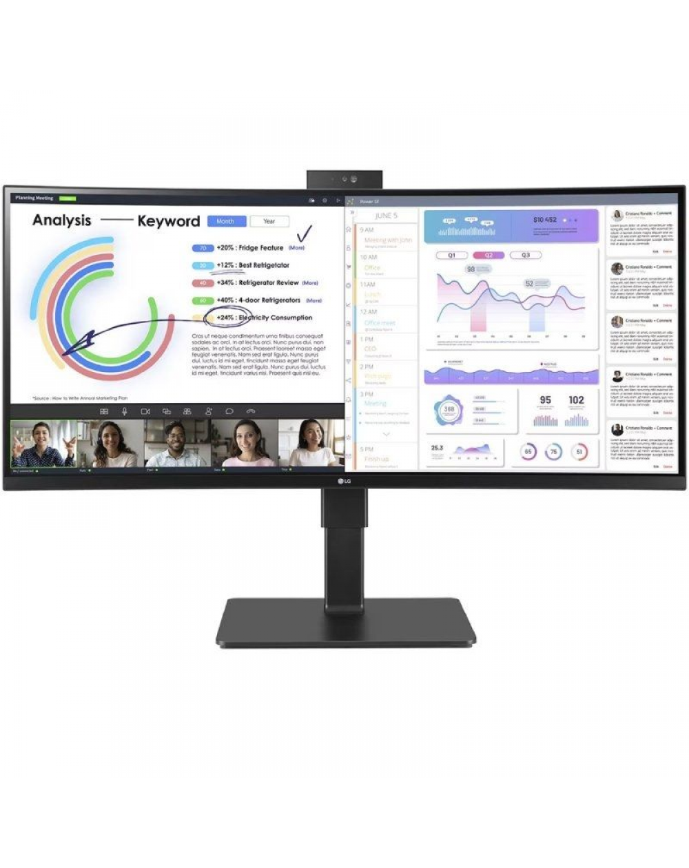 Monitor Profesional Ultrapanorámico Curvo LG 34BQ77QC-B 34'/ WQHD/ Webcam/ Multimedia/ Negro