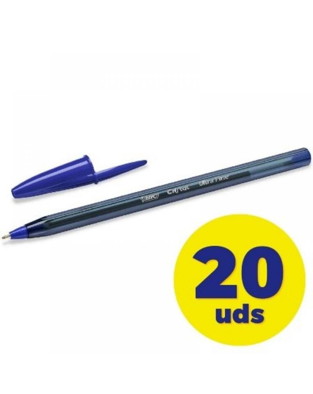 Caja de Bolígrafos de Tinta de Aceite Bic Cristal Exact Ultrafine 992605/ 20 unidades/ Azules