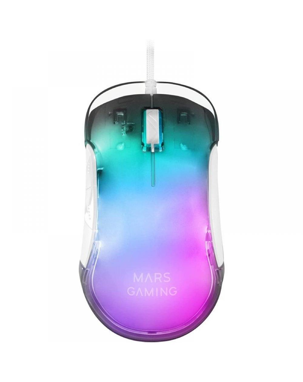 Ratón Gaming Mars Gaming MMGLOWW/ Hasta 12800 DPI/ Blanco - Imagen 1