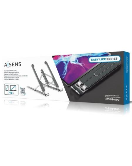 Soporte Aisens LPS1M-099 para Portátiles/ Tablets hasta 15'/ Plata