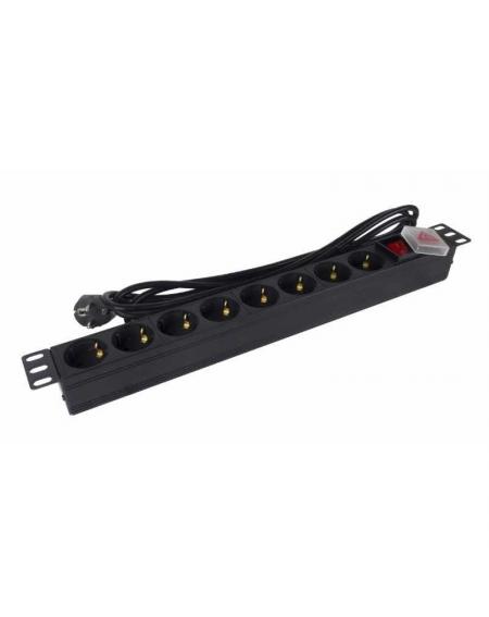 Regleta con Interruptor Phasak BNS 1520/ 8 Tomas de Corriente/ Cable 3m/ Negro