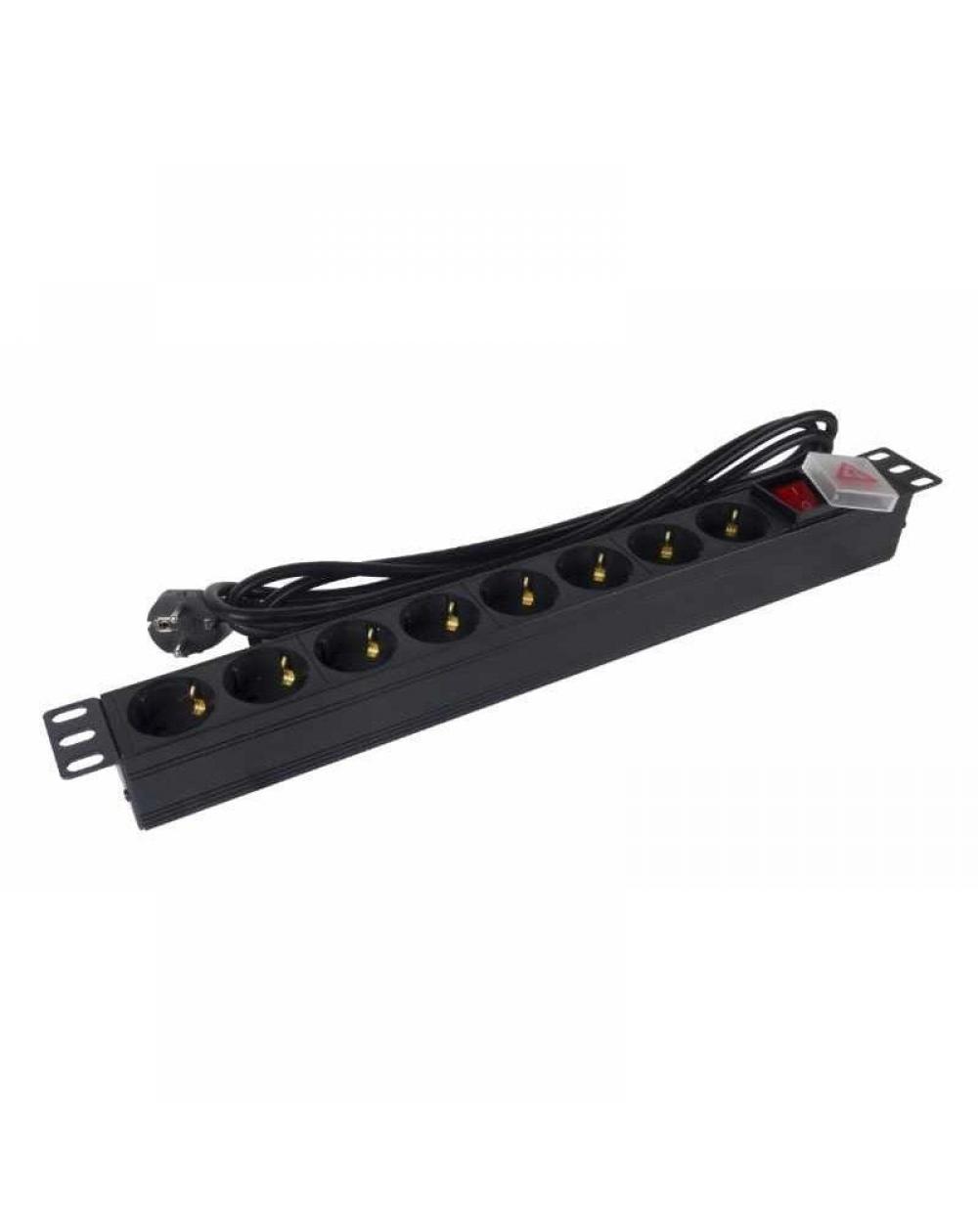 Regleta con Interruptor Phasak BNS 1520/ 8 Tomas de Corriente/ Cable 3m/ Negro