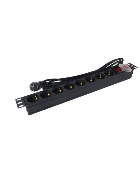 Regleta con Interruptor Phasak BNS 1520/ 8 Tomas de Corriente/ Cable 3m/ Negro