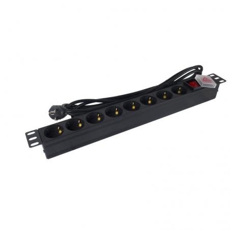 Regleta con Interruptor Phasak BNS 1520/ 8 Tomas de Corriente/ Cable 3m/ Negro