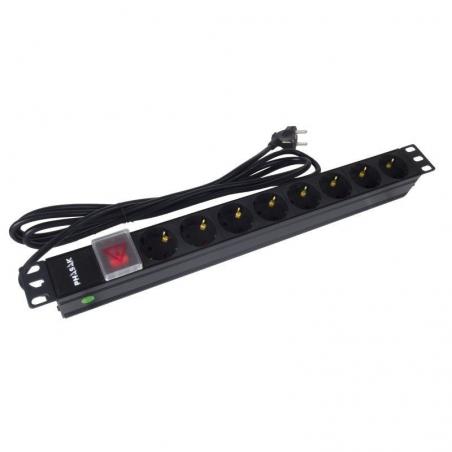 Regleta con Interruptor Phasak BNS 1520/ 8 Tomas de Corriente/ Cable 3m/ Negro