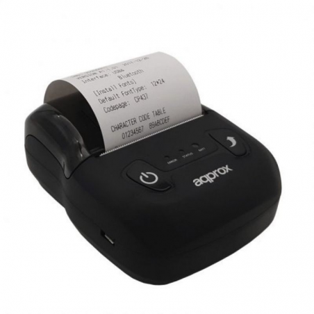 Impresora de Tickets Approx appPOS58PORTABLE+/ Térmica/ Ancho papel 58mm/ USB-Bluetooth/ Negra