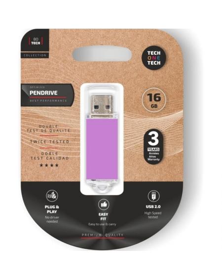 Pendrive 16GB Tech One Tech Basic USB 2.0/ Purpura Claro