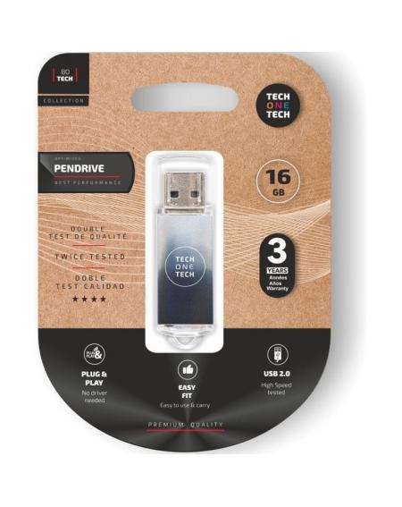 Pendrive 16GB Tech One Tech Be B&W USB 2.0/ Blanco y Negro Degradado