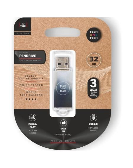 Pendrive 32GB Tech One Tech Be B&W USB 2.0/ Blanco y Negro Degradado