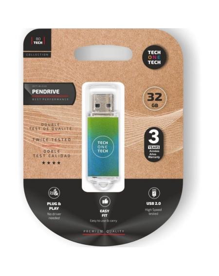 Pendrive 32GB Tech One Tech Be Ocean USB 2.0/ Verde Degradado