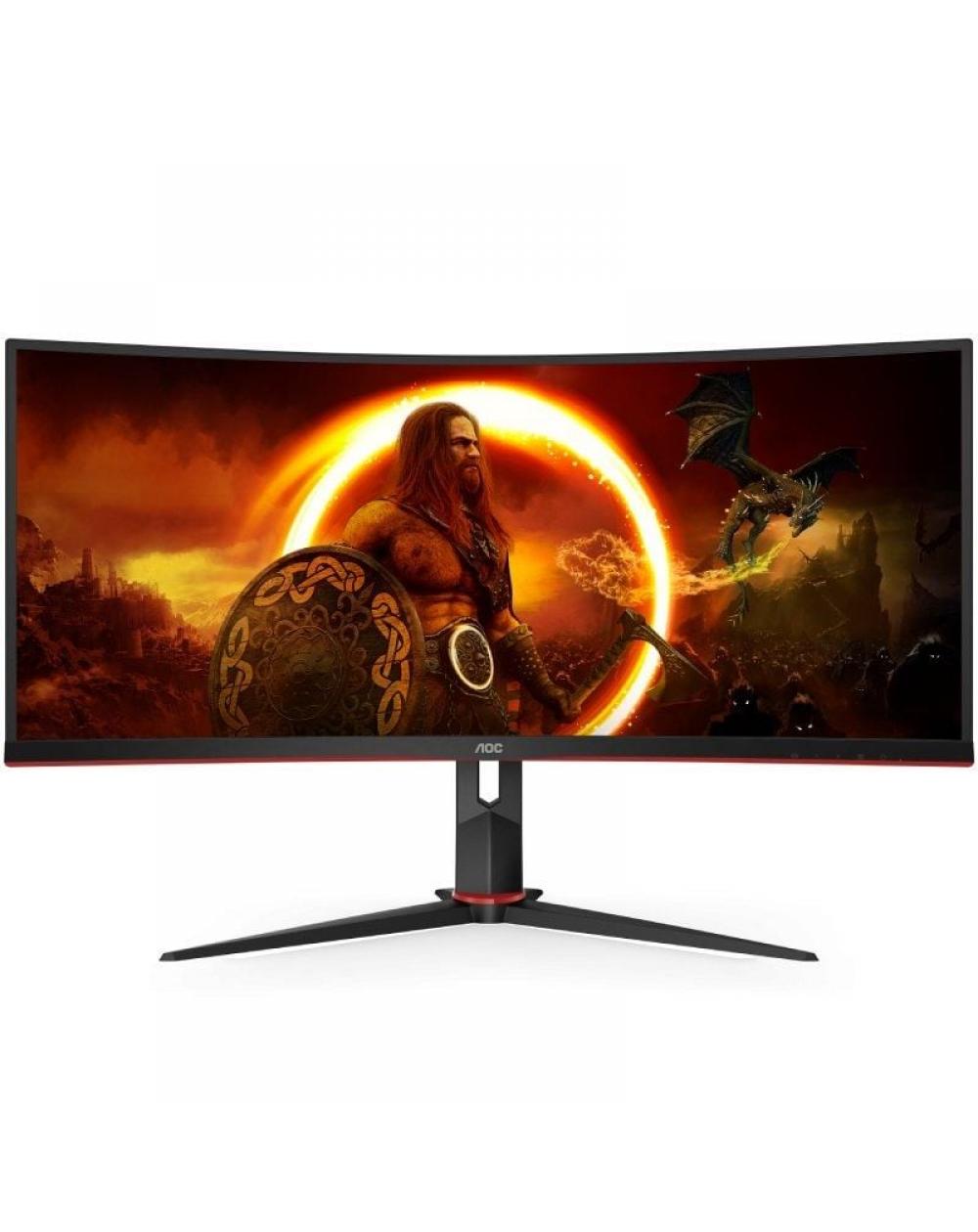 Monitor Gaming Ultrapanorámico Curvo AOC CU34G2X/BK  34'/ WQHD/ 1ms/ 144Hz/ VA/ Negro y Rojo