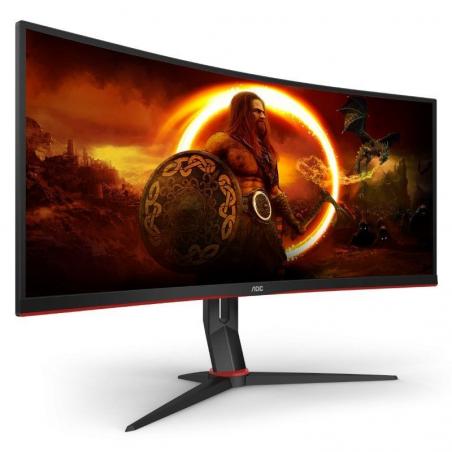 Monitor Gaming Ultrapanorámico Curvo AOC CU34G2X/BK  34'/ WQHD/ 1ms/ 144Hz/ VA/ Negro y Rojo