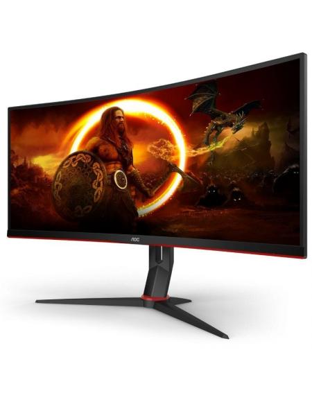 Monitor Gaming Ultrapanorámico Curvo AOC CU34G2X/BK  34'/ WQHD/ 1ms/ 144Hz/ VA/ Negro y Rojo